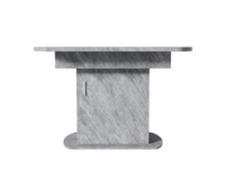 Mesa de comedor retráctil ovalada Mobrio con espacio de almacenamiento y asa plateada en gris