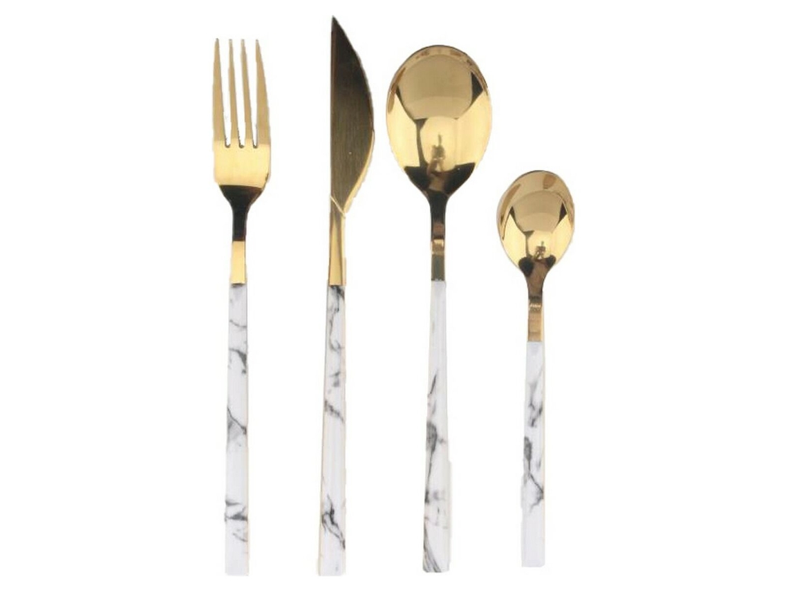 Juego De Cubiertos Dkd Home Decor Mármol (16 Pcs)