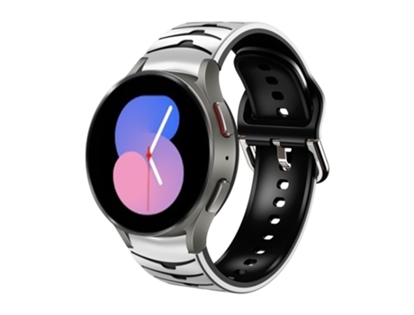 Correa smartwatch para Samsung Galaxy Watch 5 de 44mm de silicona con textura curva (blanco + negro)