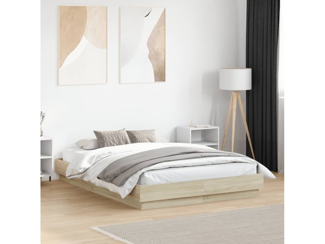 Estructura De Cama Madera De Ingeniería Roble Sonoma 140x190 Cm