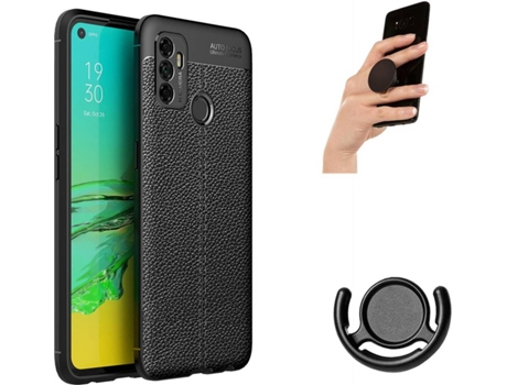 Carcasa, Soporte y Popsocket Oppo A53S Rugged Leather Negro