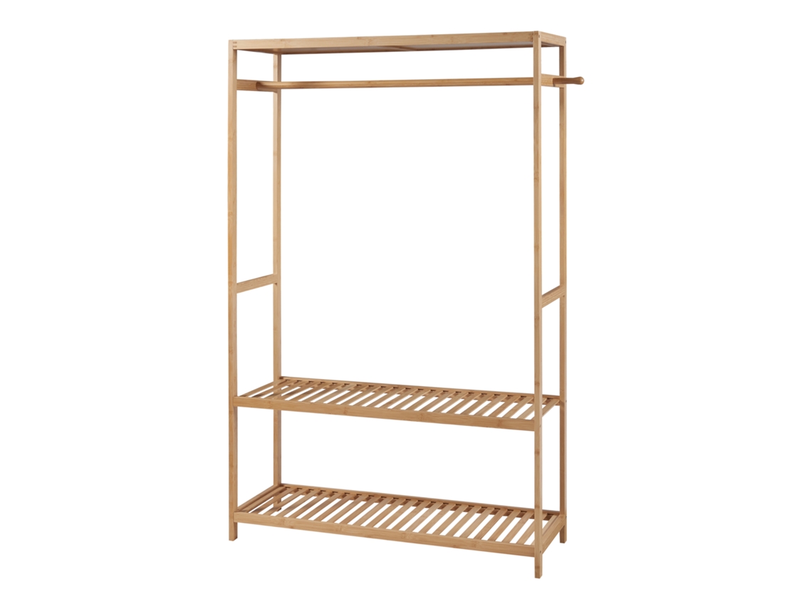 Perchero burro Herøy con 3 estantes perchas bambú 165x100x35cm - Natural [EN.CASA]