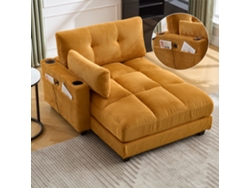 Sillón Palm Con Portavasos Y Cojines Mostaza