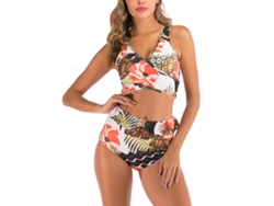 Traje de baño marrón de capas, sin bordes, de talle alto, para actividades acuáticas, talla M