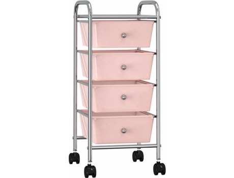 vidaXL Carrito de almacenaje portátil 4 cajones plástico rosa