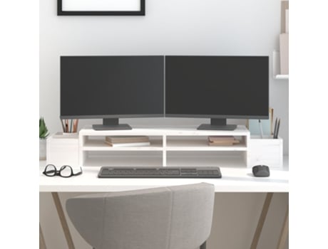 vidaXL Soporte para monitor madera maciza pino blanco 100x27,5x15 cm