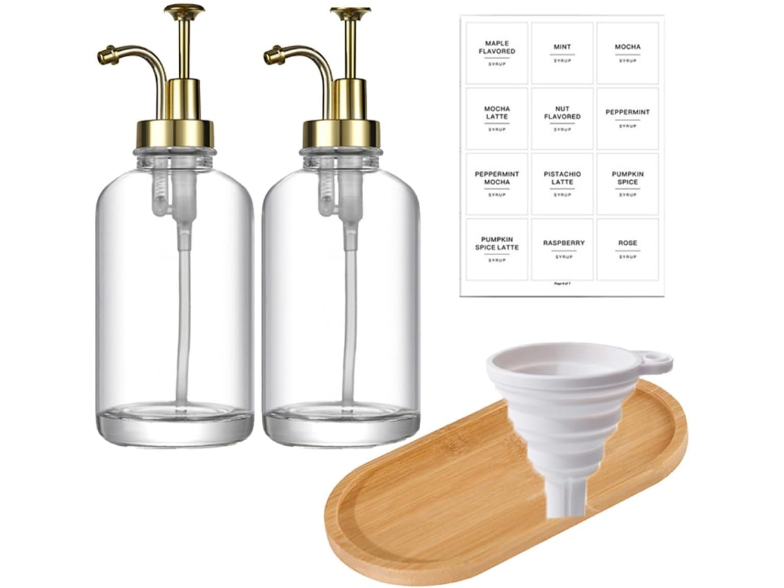 Elegantes Y Ligeros Dispensadores De Jabón Líquido De Vidrio, Juego 2, 500 Ml,