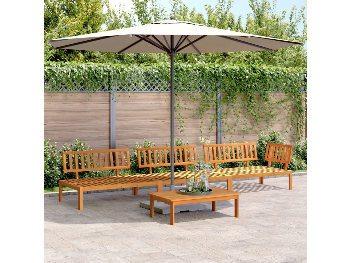 Juego de 4 muebles de jardín de palets de madera maciza de acacia, DKD Home Decor