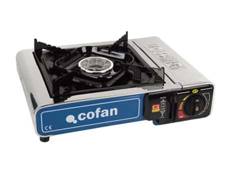 COFAN Cocina portátil de gas Hornillo de camping Con 1 fogón Compatible con cartuchos de gas Potencia: 2200 W Medidas: 34 x 28 x 11,5 cm