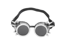 2026 - Gafas de ciclismo de estilo industrial vintage con pinchos steampunk, doble visera protectora, estilo plata antigua.