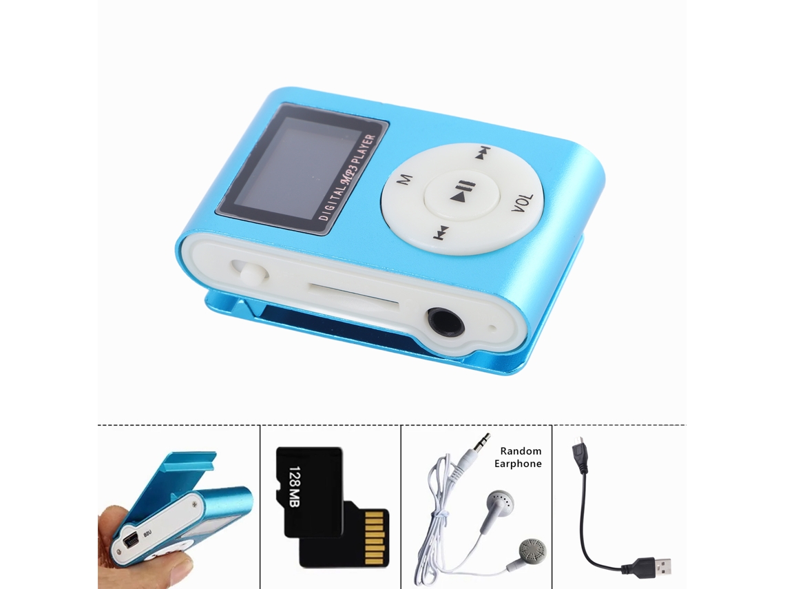 Reproductor De Música Mp3, Tarjeta De Canciones De 128m, Mini Portátil Con Carcasa De Metal Para Estudiantes, Deportes, Running, Azul