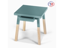 Conjunto de 2 Mesitas de Noche Cuadradas MON PETIT MEUBLE FRANÇAIS con Tablero Pintado y 1 Cajón (Azul Frehel - Madera - 40 x 45 x 40 cm)