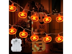 Luces De Calabaza De Halloween, 3m, 20 Led, Impermeables, Para Exteriores, Funcionan Con Pilas.
