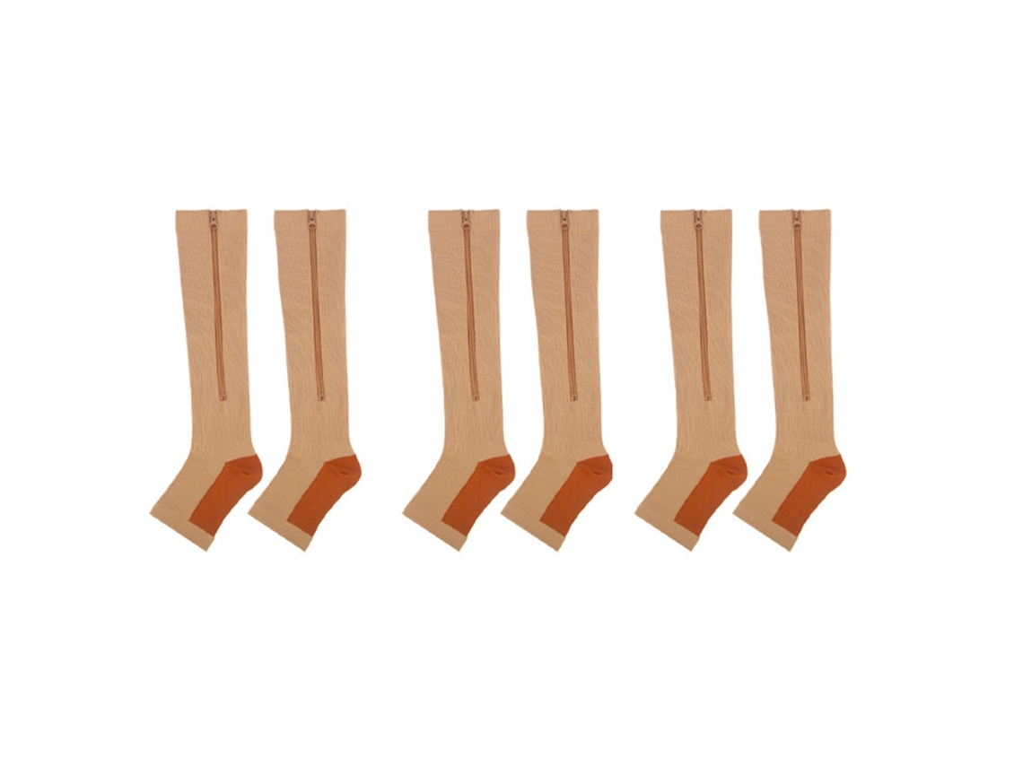Calcetines De Compresión Con Cierre De Cremallera, Puntera Abierta, Hasta La Rodilla, Elásticos, Transpirables, Para Deportes, 3 Pares, L/xl