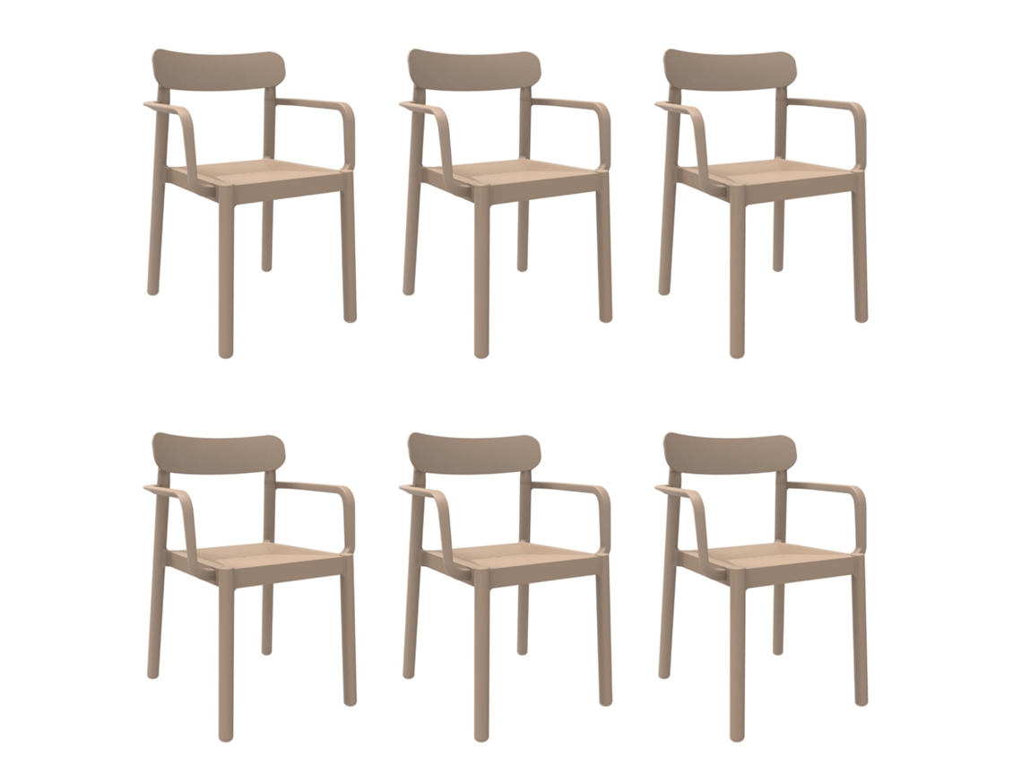 GARBAR ELBA Set 6 Silla Con Brazos Interior Exterior Arena