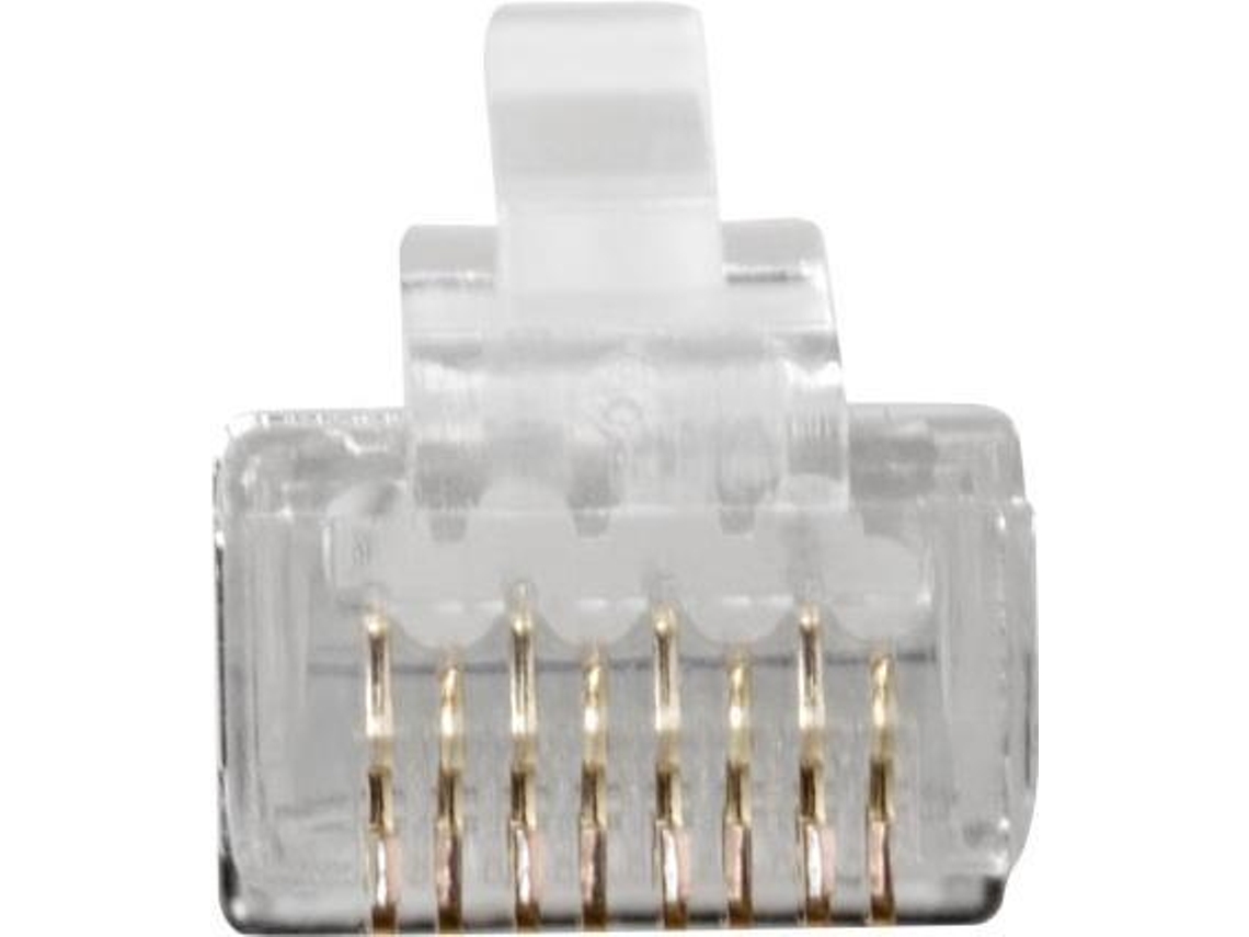 Conector modular RJ45 Cat6a blindado para cable redondo con conductores sólidos o estándar. Conector RJ45 C6A FTP ACT (8p/8c)