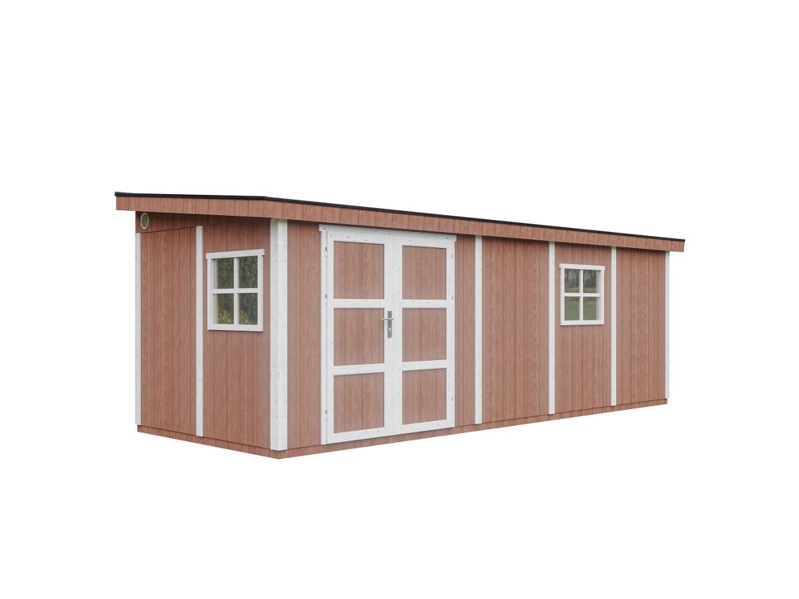 Caseta de jardín de primera calidad 14,30 m² Al. 231 x 248 x 648 cm Timbela M941 Redwood Red
