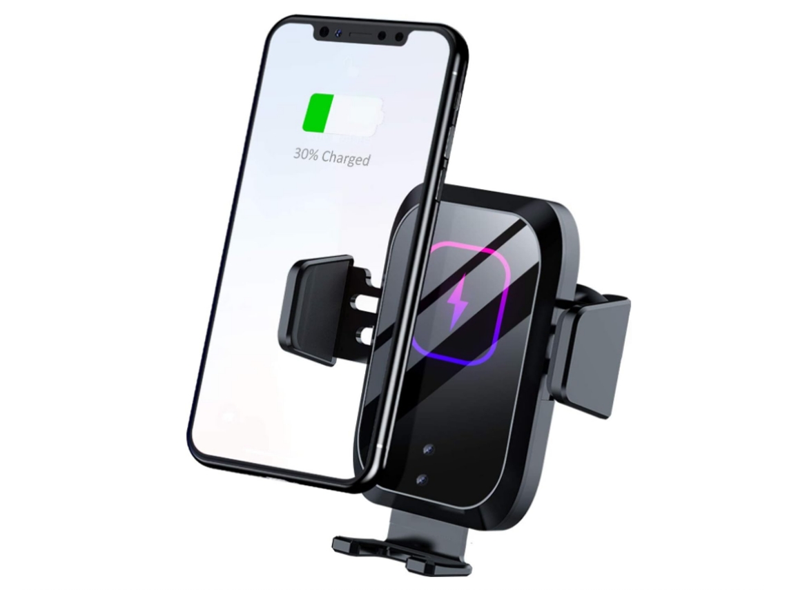 Cargador Inalámbrico Para Coche, Carga Rápida Qi De 15 W, Soporte De Teléfono Con Sujeción Automática, Soporte Para Teléfono Con Ventilación