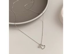 (oro Blanco) Plata De Ley 925, Collar De Doble Corazón, Colgante De Corazón De Lujo Ligero Estilo Coreano, Diseño Sencillo