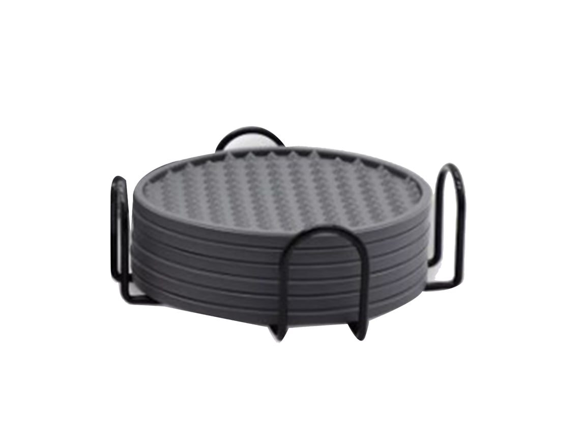 Juego De 6 Ruedas De Silicona Antiadherentes Y Resistentes Al Calor Con Soporte Para Mesa De Cocina - Gris