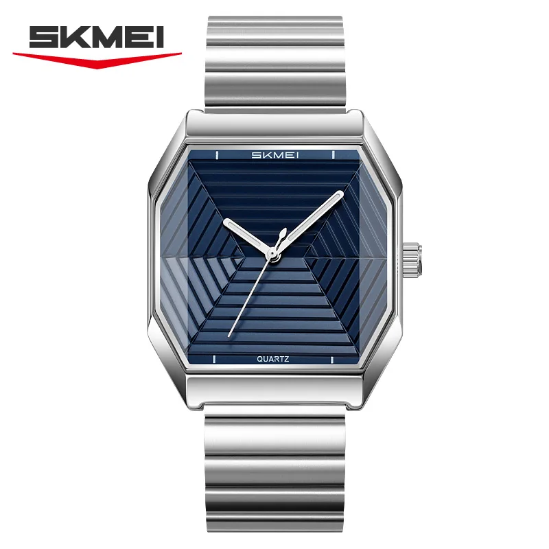 Reloj De Pulsera Para Hombre (azul Plateado) De Acero Inoxidable, Elegante Reloj De Pulsera Para Hombre, Reloj De Cuarzo Con Estilo