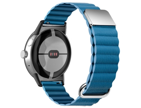 Correa de piel auténtica cierre rápido magnético con hebilla para Google Pixel Watch - azul