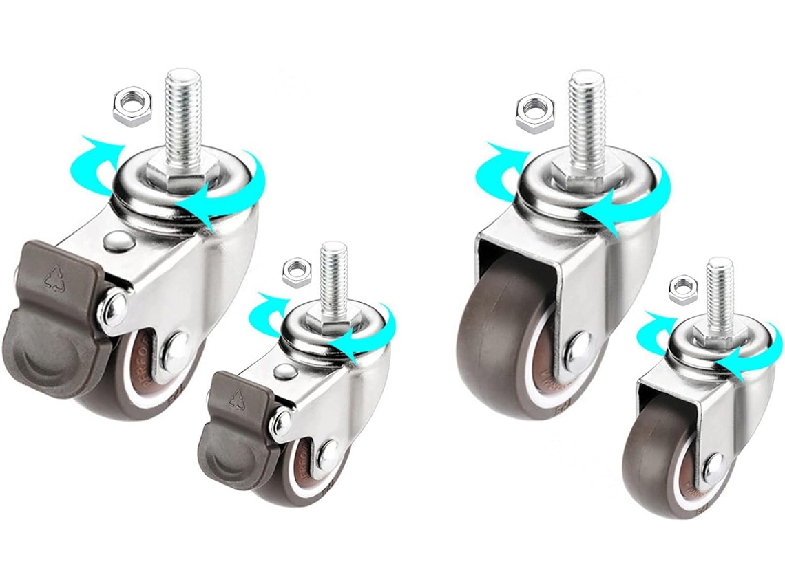 Ruedas Goma Giratorias Freno Para Muebles Ideal Para Uso