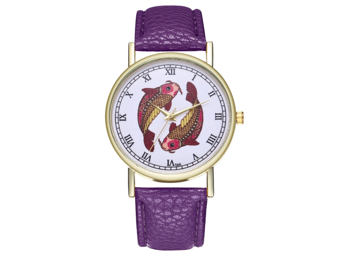 Reloj De Pulsera Analógico De Aleación Y Cuero, Cuarzo, Moda Casual T66-a Morado