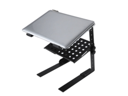 Soporte portátil para DJ o computadora, ajustable y plegable, con bandeja.
