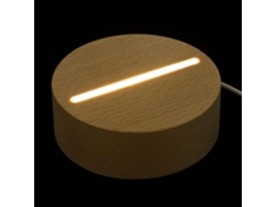 Lámpara De Noche Usb De Madera Hecha A Mano, Base Redondeada De 10 Cm X 3,5 Cm, Acabado En Haya.