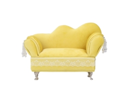 Silla Larga, Color Crema Amarillento, Para Guardar Joyas En Casas De Muñecas, 7,1 X 5,1 X 2,8 Pulgadas.