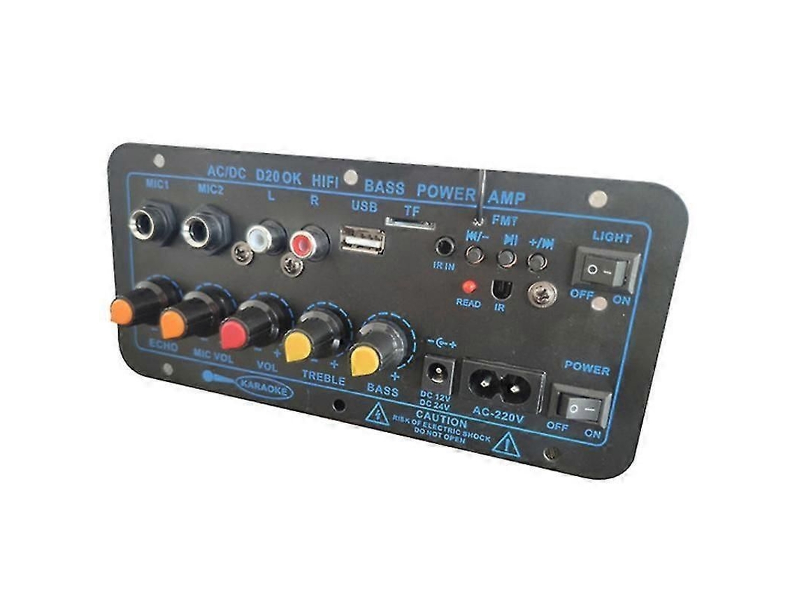 Placa amplificadora estéreo digital Bluetooth de 200 W con subwoofer y micrófono para karaoke (8-12 pulgadas)