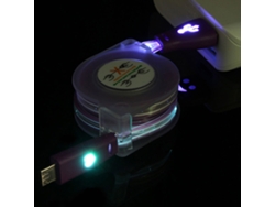 Cable De Datos Usb (retráctil Luminoso) Sistema Android Cable De Carga Con Led Morado Y Sonrisa