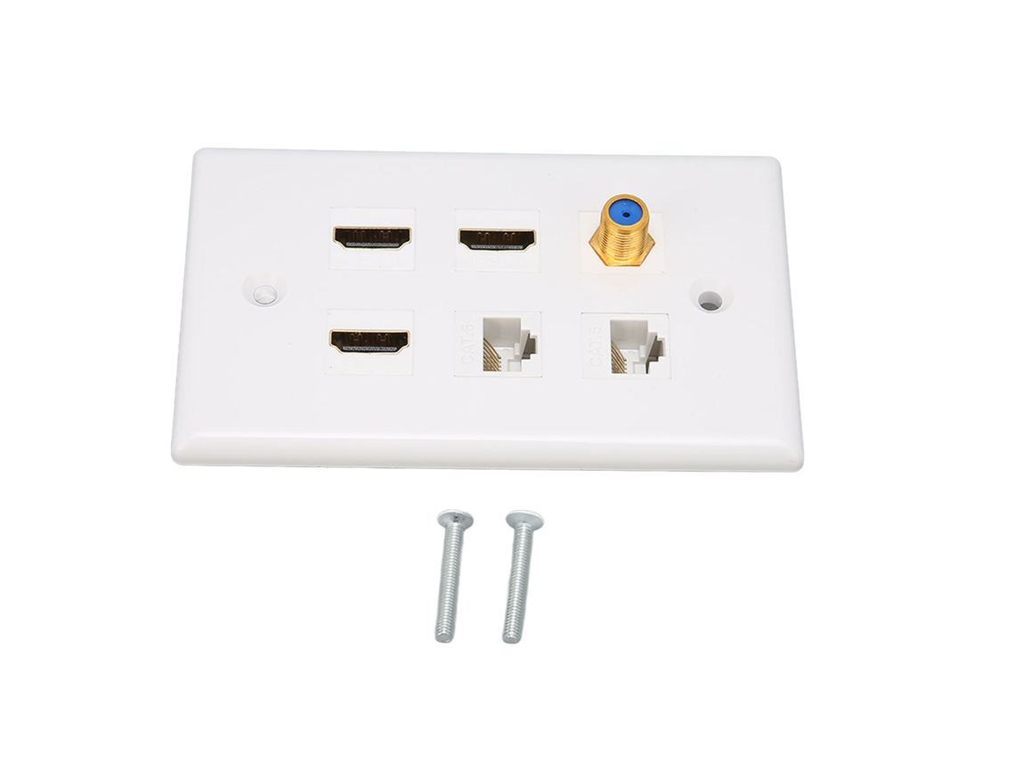 Placa De Pared Con 6 Puertos De Interfaz Multimedia Hd Cat6 Para Tv Y Hogar.
