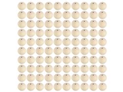 100 Cuentas Redondas De Madera De 25 Mm Para Manualidades Y Bisutería Con Agujero