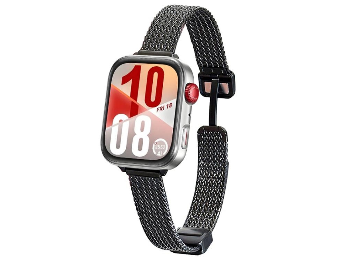 Bracelete Para Huawei Watch Fit 4 Pro / Fit 4 / Fit 3 - Aço Inoxidável - Fecho Magnético - Design De Orelha De Trigo Preta