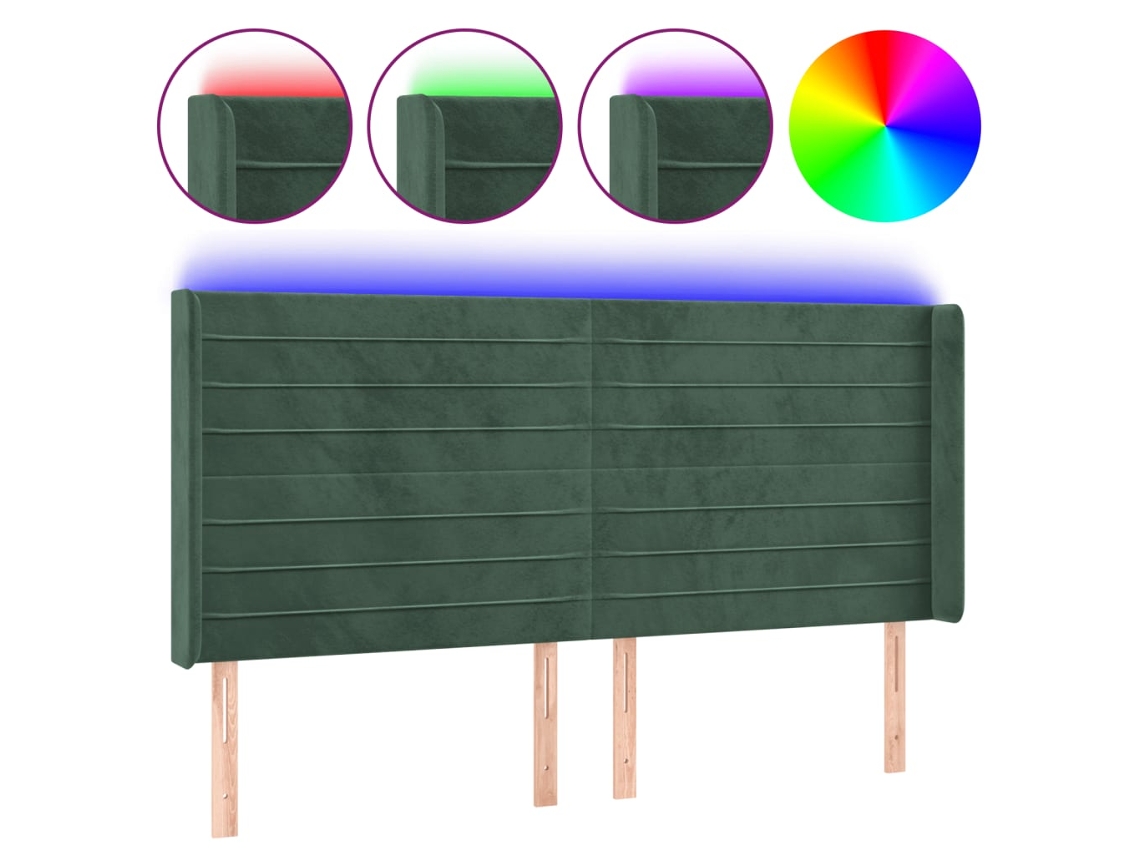 Cabecero Con Led VIDAXL Verde Terciopelo (183x16x118/128 cm)