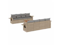 Maison Exclusive - Conjunto de sofá de jardín de 9 piezas con cojines de mimbre, color beige