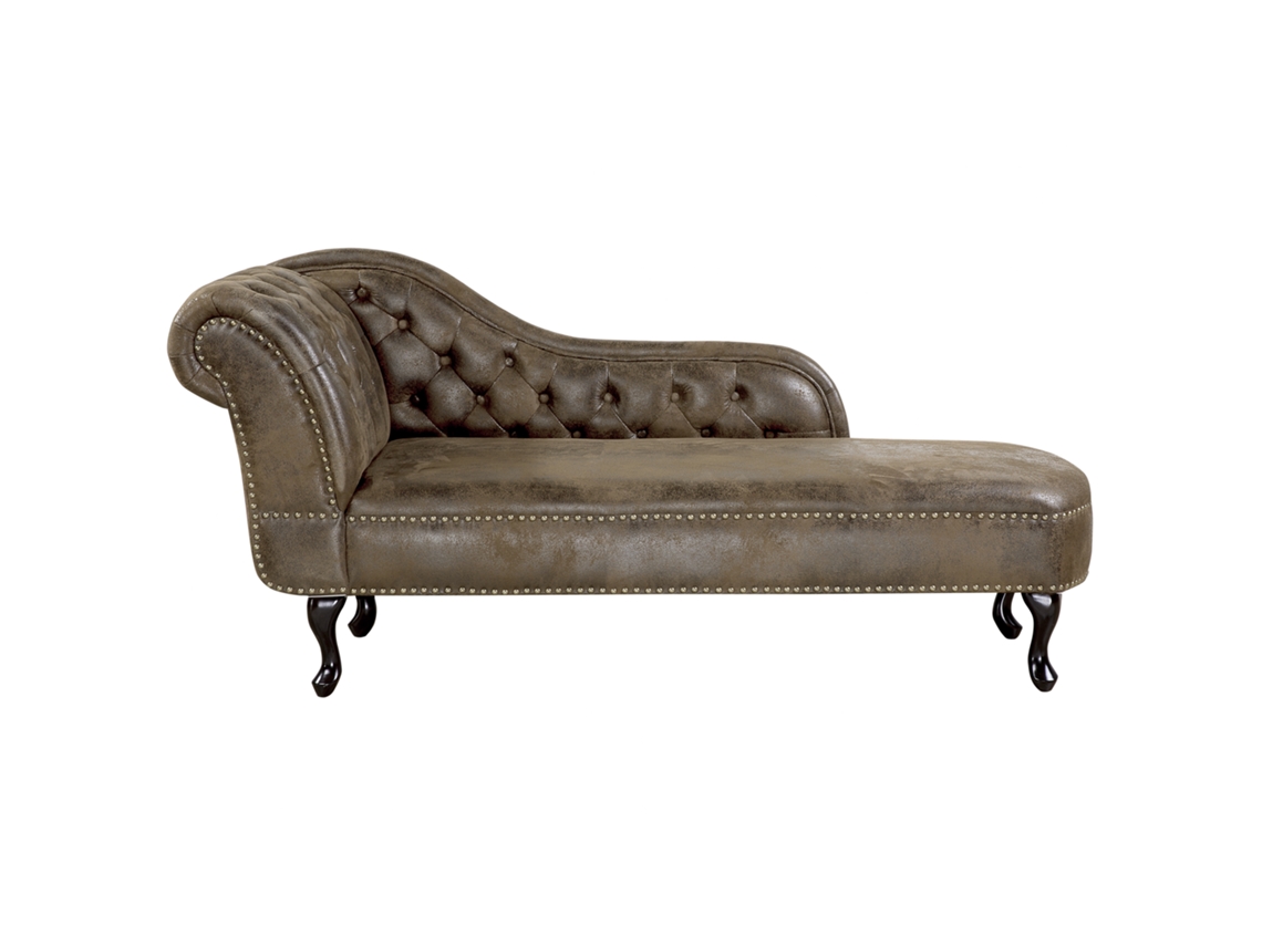 Chaise longue izquierdo BELIANI Nimes de Gamuza sintética Marrón 169x65x79