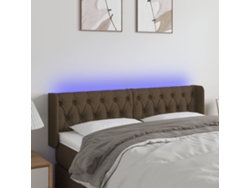 Cabecero Con Led De Tela Marrón Oscuro 163x16x78/88 Cm