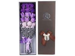 Ramo De 18 Rosas Artificiales De Jabón, Degradado Morado, Caja De Regalo, San Valentín, Aniversario.