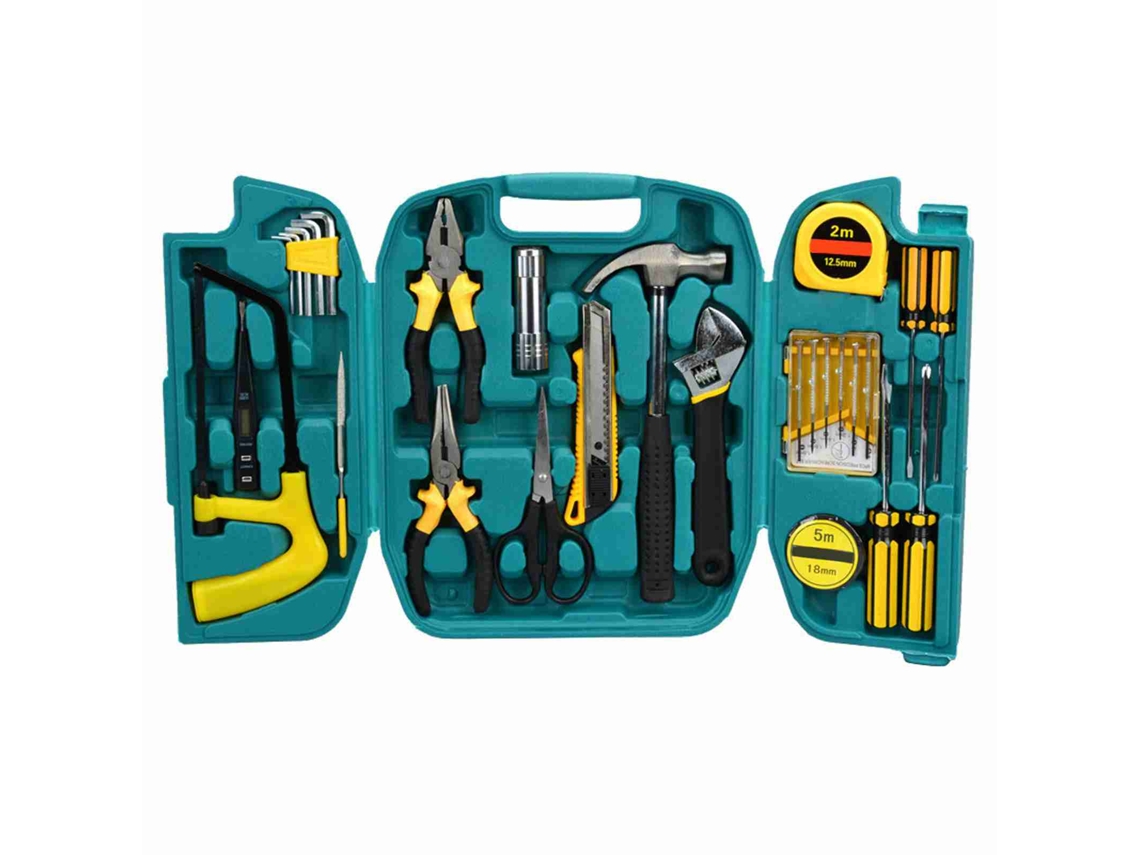 Juego De Herramientas Domésticas De 27 Piezas Con Trinquete, Amarillo Y Negro, Para Reparaciones De Automóviles Y Del Hogar.