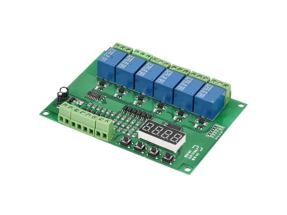Módulo De Relé Programable 6 Canales Con Retardo, Bloqueo, Interruptor De Empuje E Interbloqueo (12vdc) Yys-2