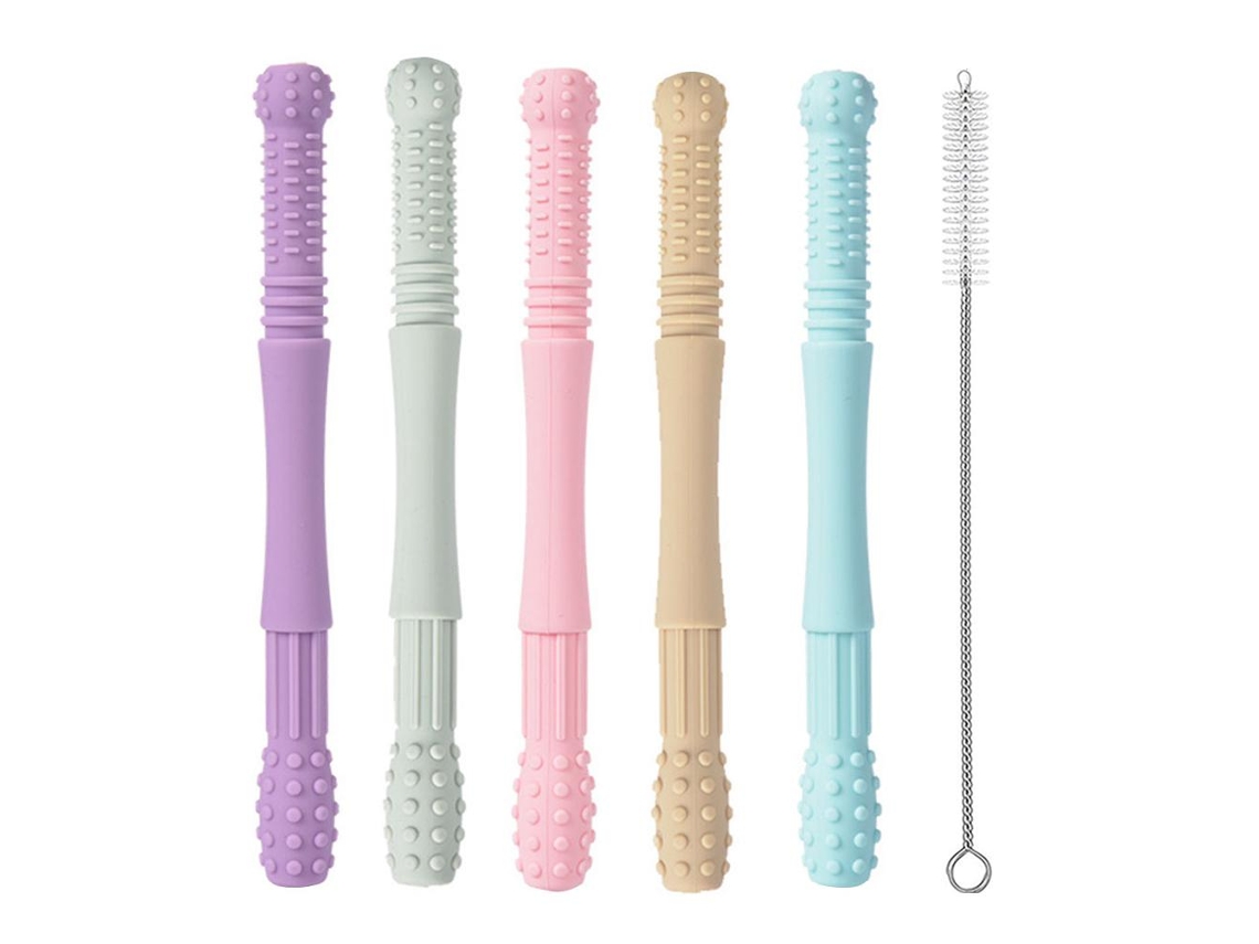 5pcs Tubos Ocos De Chupeta Em Silicone Macio Com Escova De Limpeza Para Bebês