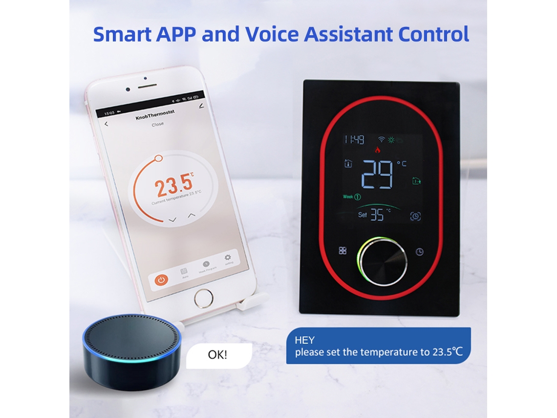 Termostato Inteligente Programable Wifi Con Pantalla Táctil Va Para Calentadores De Agua Eléctricos Y Aire Acondicionado A Gas.