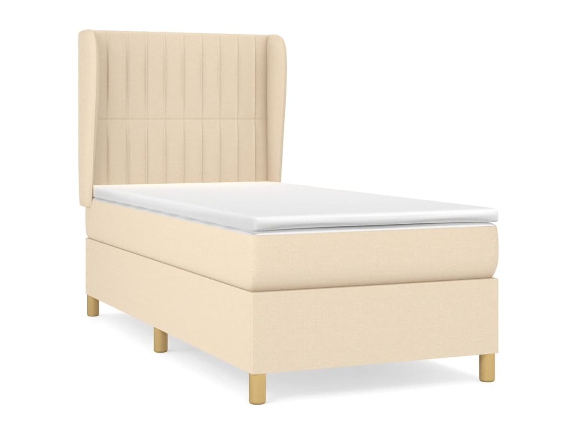 Maison Exclusive - Cama Box Spring Con Colchón Tela Color Crema 90x200 Cm