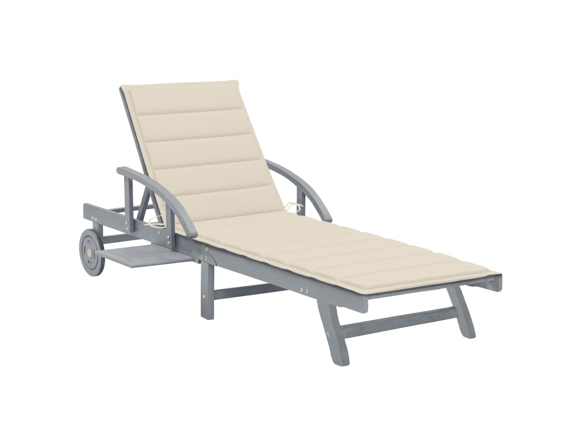 Tumbona Lounger de Jardín con Cojín Madera de Acacia Maciza