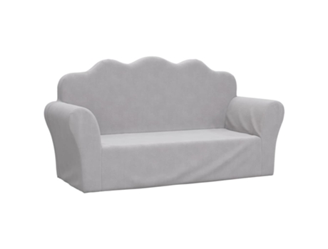 Sofá para niños de 2 plazas felpa suave VIDAXL gris claro