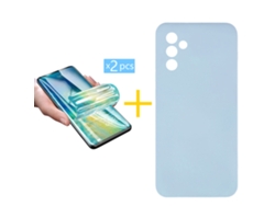 Pack 2 X Película de Vidrio Templado Hidrogel + Funda ACCETEL para Samsung Galaxy A16 5G Silicona Líquida Azul Claro