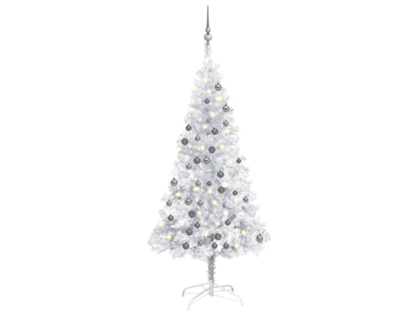 Árbol de Navidad preiluminado VIDAXL con luces y bolas plateado ( (150 cm)
